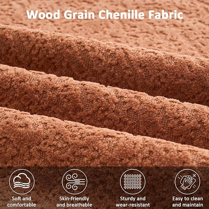 67 Curved Loveseat SofaFull Sponge Compression Sofa Chinese Tai Chi StyleS-Shaped Couch for Small SpacesNo Installation RequirementWood Grain Chenille Fabric (Coral67)