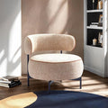 31.5” Modern Comfortable Swivel Chair with Curved BackrestExquisitely Elegant Decorative Chair with Metal LegsStylish Practical Reading Chairs for Living RoomBedroomStudyLight Brown