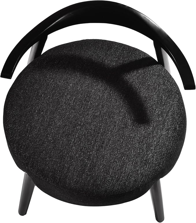 Merax Low-Back Accent Chair Mid Century Modern Upholstered Chair with Curved Backrest for Living Room Bedroom Boucle Fabric Birch Wood Supports 300lbs Black