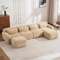 Boneless Couch Modular Sectional Sofa Comfy Cloud Couch No Assembly U Shaped Couches 149 Modern Sectional Couches for Living Room Deep Seat 4 Seater Couches Floor Sofas Anti-SlipKhaki