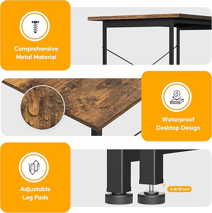 Small Space Writing Desk with Headphone Hooks Modern Simple Design Suitable for Study Home Office and Living Room
