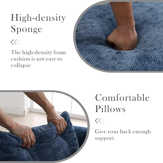 Aoiy &amp Wifon 59.8 W Oversized Barrel Chair Round Accent Chair with Wheels Extra Large Living Room Chair Knitted Chenille Blue