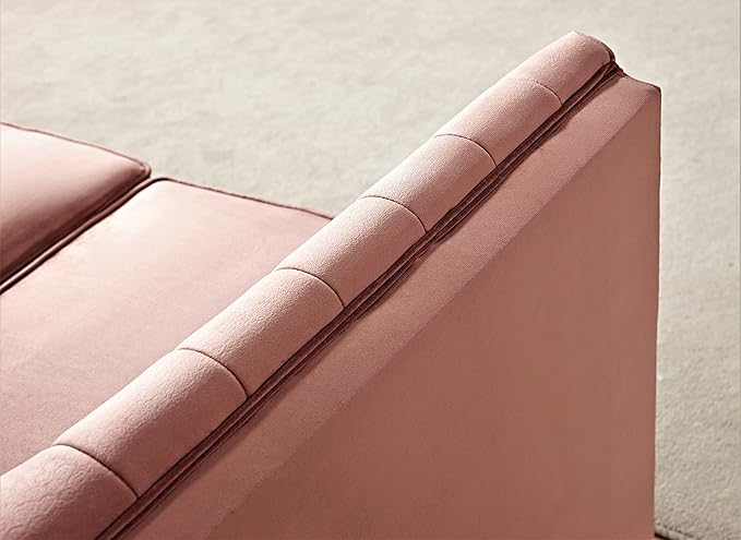 Container Furniture Modern Luxury Velvet Chair for Living Room with High Density Foam Soft Fabric Upholstery Removable Cushions and Solid Wood Legs 36.6'' Wide Armchair Rose