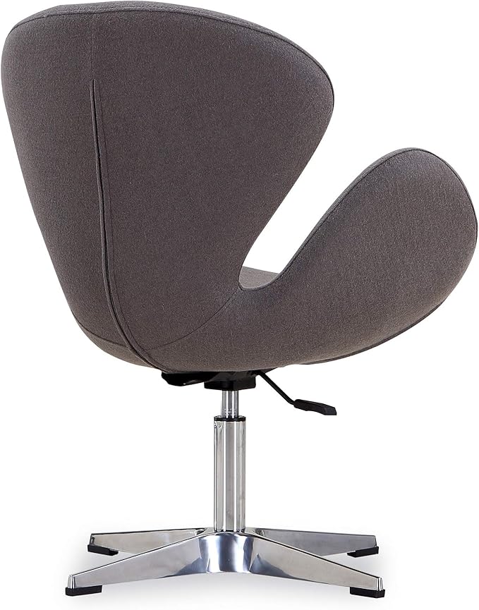 Manhattan Comfort Raspberry Adjustable Swivel Accent Chair with 360° Turn Polished Chrome Base Modern Retro Design Versatile Seat Ideal for Any Room Set of 1 Grey
