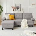 84 Convertible Sectional Sofa Modern Linen Fabric Small L Shaped Couch with Reversible Chaise 3-Seat Sofa Couches for Living Room Apartment and Small SpaceLight Grey
