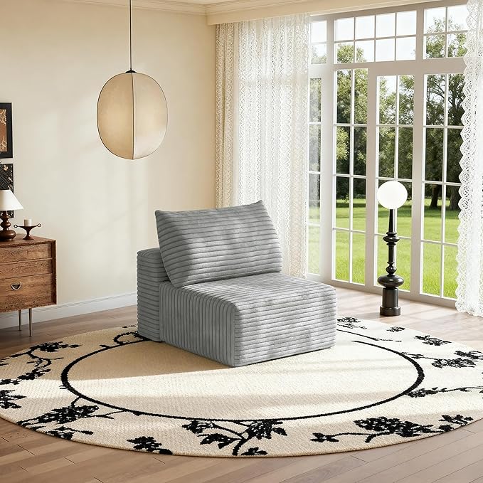 37 Plush Corduroy Ottoman Upholstered Cloud Ottoman for Modular Sectional Couch No Assembly Required Compressed Memory Foam Ideal for Living Room Bedroom and More