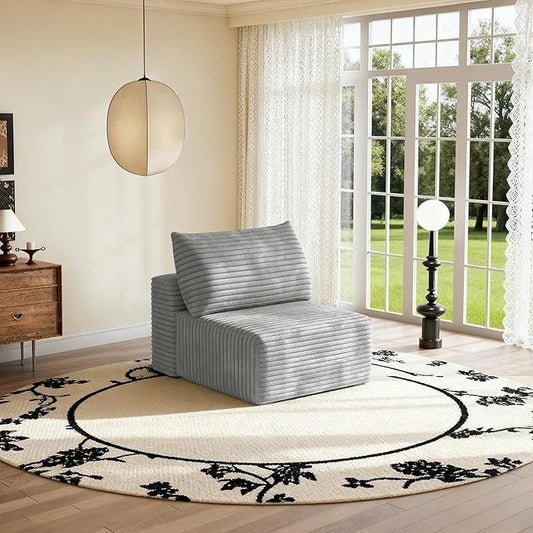 37 Plush Corduroy Ottoman Upholstered Cloud Ottoman for Modular Sectional Couch No Assembly Required Compressed Memory Foam Ideal for Living Room Bedroom and More