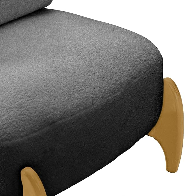 Modern Living Room Accent Chair Teddy Fleece Solid Rubberwood Frame Contemporary Lounge Seating for Reading Corner (Black)