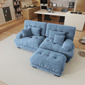 94.4 Oversized Modular Sectional Sofa Blue Large Sectional Couches for Living Room Chenille Fabric Sofa Set Cloud Love Seat Couches with 1 Ottoman Deep Seat Modern Sofas para Sala