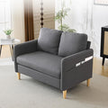 VINGLI 47 Small Couch Dark Grey Linen Loveseat Sofa Mini Couch Mid Century Modern Decor Love Seat for Small Spaces Living Room Bedroom Play Room