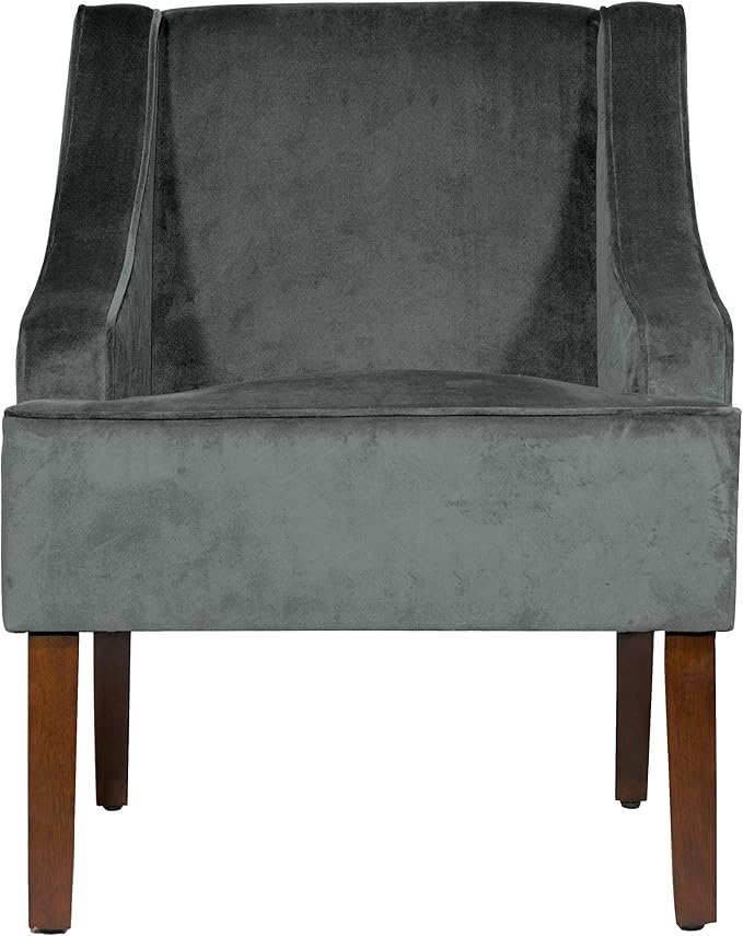 Homepop Home Decor Upholstered Classic Swoop Arm Accent Chair Accent Chairs for Living Room &amp Bedroom Decorative Home Furniture Dark Grey