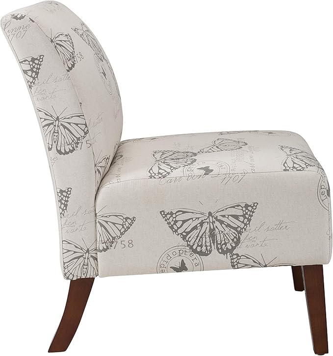 Linon Butterfly Dark Espresso Linen Lily Chair 21.5 W x 29.5 D x 31.5 H