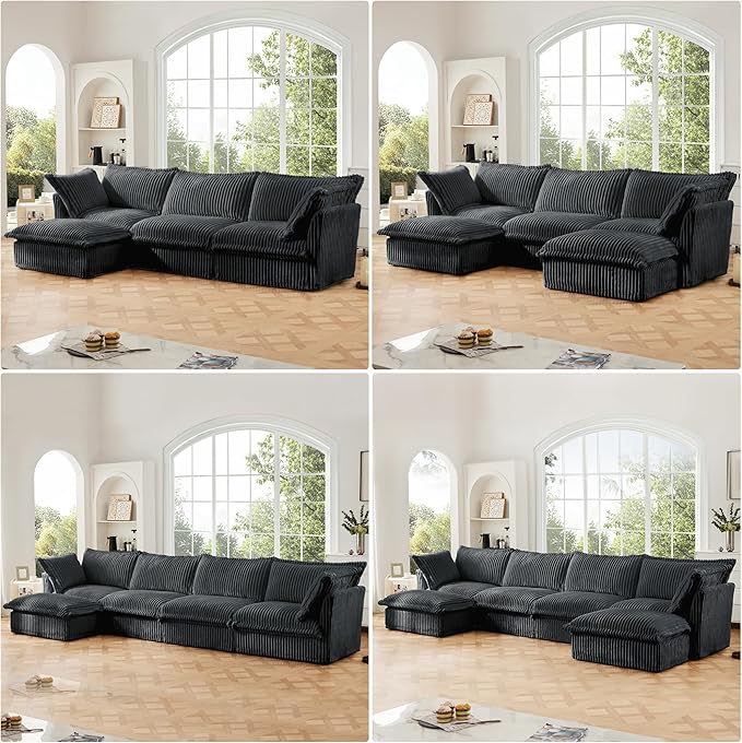 Modern Single Sofa Chair 49 Slipcovered Armchair Oversized Upholstered Accent Chair Comfy Cloud Deep Seat Sofa Chair with 2 Throw Pillows for Living Room Bedroom Apartment Corduroy Grey