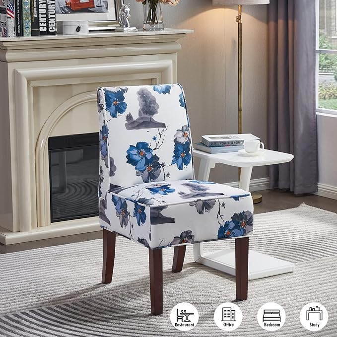 Traditional Fabric Accent Chair DRM'SCUUM Modern Accent Chair for Living Room Soft White Velvet with Ink Paint PatternComfor SeatSturdy Frame and Rubber Wood Legs