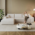 107.7 Boneless Sectional Couch Modern Modular L - Shape Corduroy Upholstered Sofa for Living Room - Deep Seat with Chaise (White 2 Seater+Left Facing Chaise)