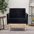 Modern Accent Chair Upholstered Single Sofa Arm Chair for Living Room and Bedroom Upholstered Comfy Armchair Chair with Solid Tapered Metal Legs (Black)