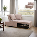 Sleeper Sofa 4-in-1 Convertible Ottoman Couch Bed Modern Sackcloth Futon Sofa Bed with 2 Pillows Adjustable Backrest Recliner Folding Loveseat for Living Room Apartment Dorm OfficePink