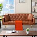 68” Convertible Futon Couch BedFoldable Loveseat Sleeper with Adjustable BackrestSofa Bed with 2 Pillows and Armrest for Living Room (Brown)