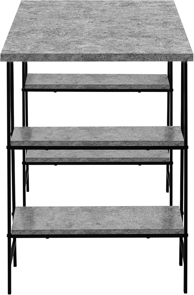 Monarch Specialties I 7526 Computer Desk Home Office Laptop Storage Shelves 48 L Work Metal Laminate Grey Black Contemporary Modern