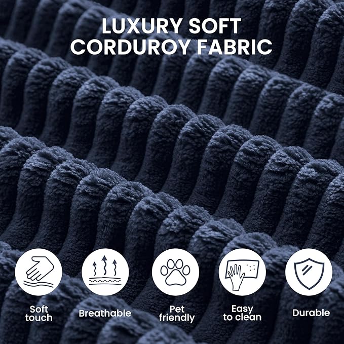 79 5-in-1 Convertible Sofa Bed Premium Sleeper with Reinforced Frame &amp Plush Corduroy No Assembly Modern Couch for Lounge Living Room &amp Guest Room Blue