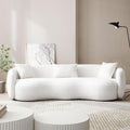 WILLIAMSPACE 94 Modern Curved Sofa Back Upholstered Boucle Couch with 3 Throw Pillows 3-Seat Boucle Fabric Couch for Living Room Office Apartment White