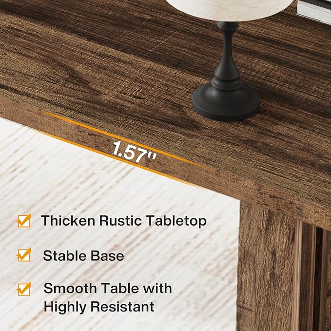 Tribesigns 63-inch Executive Desk Vintage Office Computer Desk with Large Tabletop Farmhouse Wood Writing Conference Table Workstation for Home Office Study Dark Brown