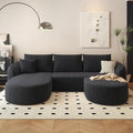 111 U Shaped Modern Modular Sectional Curved Sofa with Ottoman Minimalist Style Comfy Cloud Couch for Living Room Apartment No Assembly Required Boneless Couches (BlackLeft Facing Chaise)
