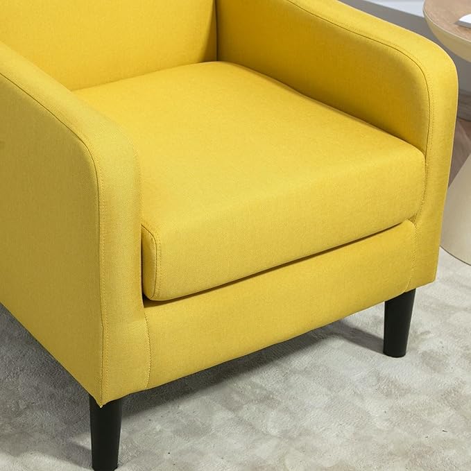 Minimalist Upholstered Armchair with Ergonomic Design Padded Seat &amp Curved Armrest Decorative Comfy Accent Chair Ideal for Living Room Bedroom Office Mustard Yellow