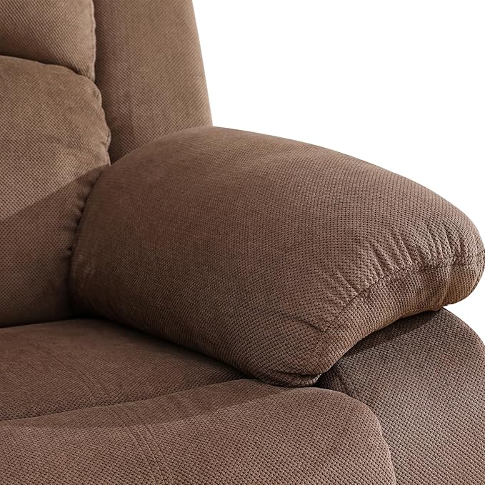 Manual Velvet Recliner Chair Sofa for Living Room35 Ergonomic Reclining Chair with 10 Arm/Upholstered Seat/Metal FrameModern Single Couch for Rv Sofa/Home Theater Seating/Office(Brown)
