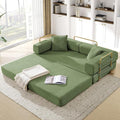 Convertible Folding Sofa Bed Corduroy Sleeper Mattress Couch with Fixed-Shape Frame Free Combination Loveseat Lounge Floor Sofa Queen Size Memory Foam Couch for Living Room Bedroom Dark Green