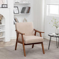 Accent Chair with Microfiber Upholstery and Solid Wood e Classic Mid Century Living Room Furniture for Extra Seating Light Camel