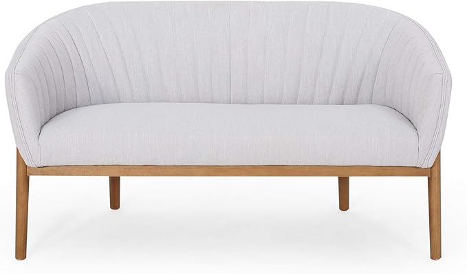Great Deal Furniture Noble House Galena Mid-Century Fabric Loveseat in Mity Gray
