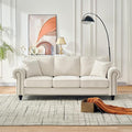 KEIKI 87 Oversized Chenille Sofa with Rolled Arms and Nailhead Trim Upholstered Modern Style 3-Seater Couch with High-Density Foam Cushions Easy Assembly for Apartment Living Room Beige