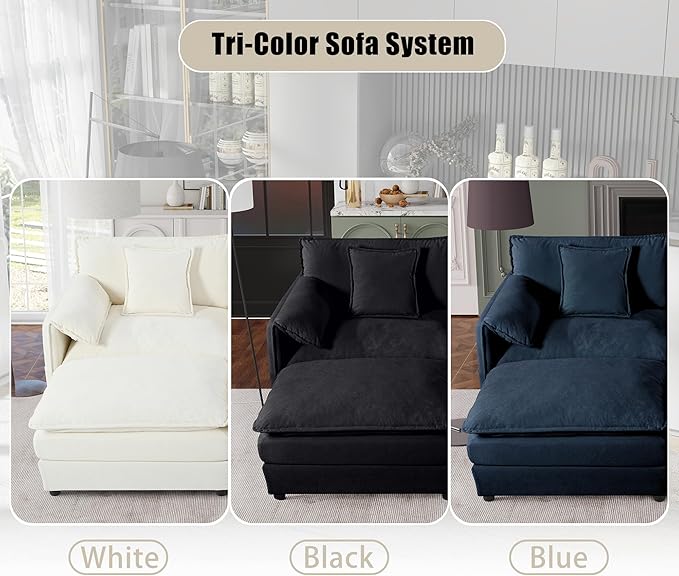Oversized Chenille Loveseat Sofa 76” Comfy 2 Seater Couch with Deep Seat Modular Love Seat Couch for Living Room Bedroom Apartment Easy Assembly Small Cloud Couch Blue