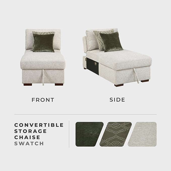 Lexicon Modular Sectional Sofa Module for Sectional Couch Armless Convertible Storage Chaise 2 Pillows Adjustable Backrests Removable Back Cushion Cover Microfiber Sand