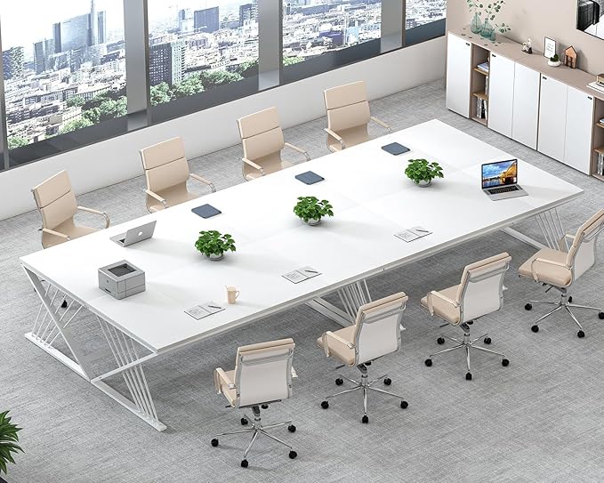 FOLUBAN 70.9 Modern Computer Desk with Z-Shaped Legs Industrial Executive Home Office Desk for 2 Person Large Writing Study Table for Bedroom Gaming Workstation White