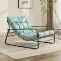 HomeMiYN Accent Chair Metal Framed ArmchairIndoor &amp Outdoor Oversized Sling Recliner Chair Support 500lbs with Extra Thick Double-Sided Cushionfor Living RoomBedroomBalconyTeal Blue/Grey