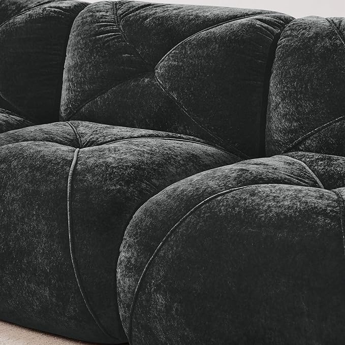 110-Inch Cloud Sectional Couches U-Shaped 5 Seat Boneless Modular Sofa with Ottomans Velvet Tufted Upholstered Boneless Couch Floor Full Foam Sofas for Living Room