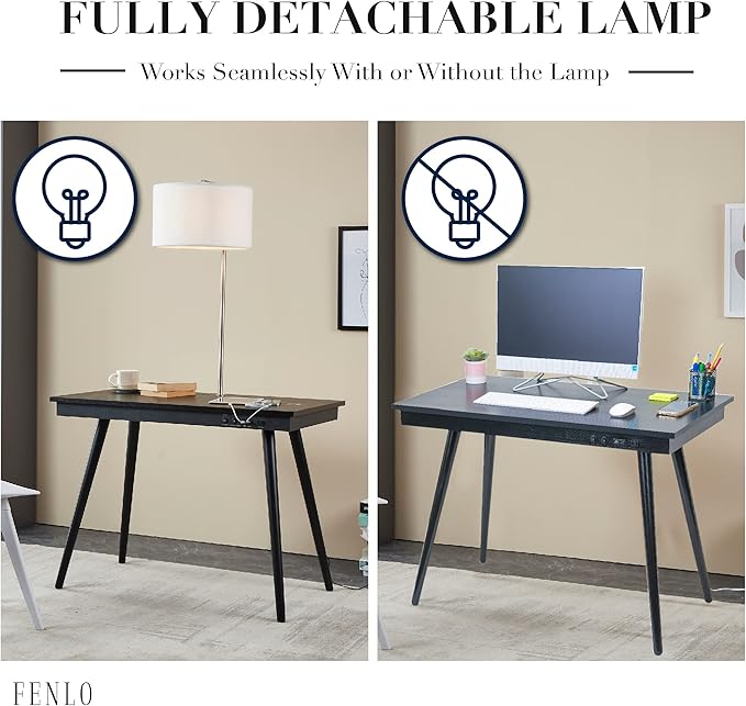 FENLO Future - 39' Modern Desk with USB-C &amp Qi Wireless Charging Station