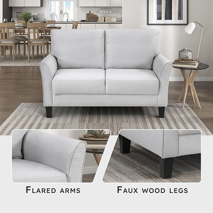 Lexicon Loveseat Living Room Sofa Couch Love Seat Couches Textured Fabric Upholstered Love Seat Sofa for Bedroom/Waiting Room/Office/Apartment 56 Loveseat Grey