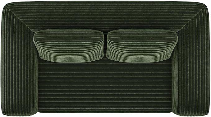 63 2 Seater Boneless Sofa Cloud Loveseat Sofa in A Box for Living Room Corduroy Couch Memory Foam Couch No Assembly Needed Floor Sofa Lounge for Living Room Bedroom Green