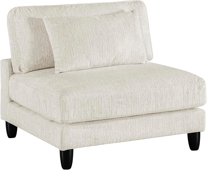 Lexicon Modular Sectional Sofa for Living Room Microfiber Upholstery Armless Chair with Pillow Units of Modular Sectional Couch Upholstered Chair for Customizable Sectional Sofa Couch Beige