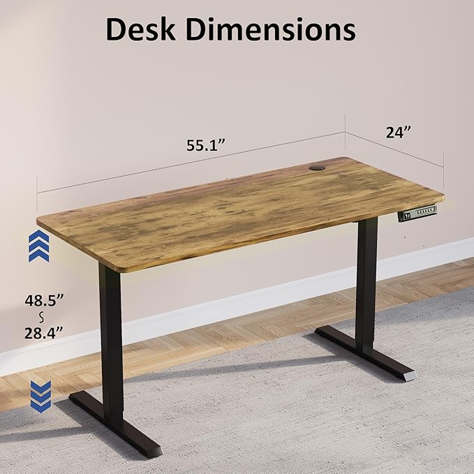 JUMMICO Electric Standing Desk55 x 24 Inches Height Adjustable Home Office Desk with Removable Caster (Brown)