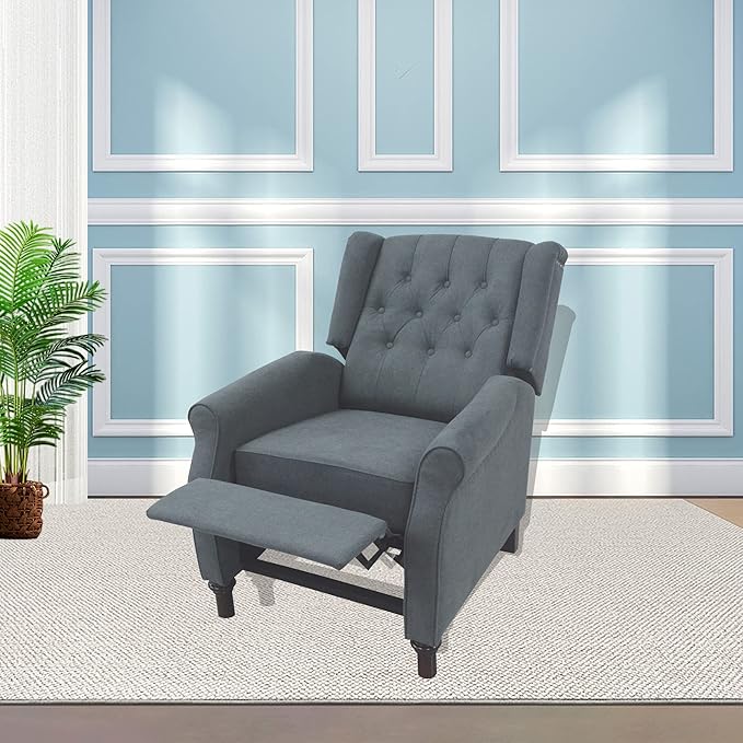 Redde Boo Classic Dark Gray Waterproof Fabric Living Room Pull Button Sofa High Back Manual Recliner Chair Cinema Home Theatre Cozy Recliner Sofa