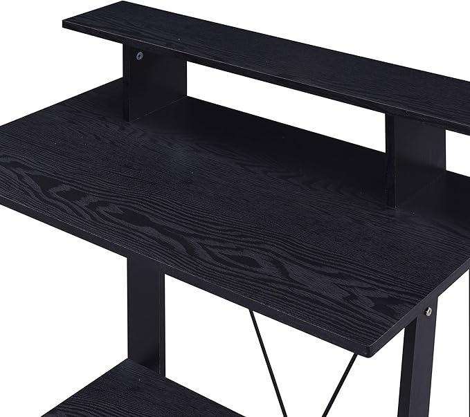 Black Writing Desk with Upper Shelf