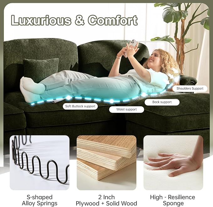 KEIKI 137 4Seat Modular Velvet Sofa Couch for Garden Home Small Space Style Conscious Nature Lovers Warm Inviting Comfy Supportive Rest Space Elegant Premium Premium Design Green