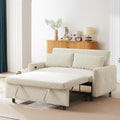 57.48 Beige Corduroy 2 Seat Convertible Pull Out Sofa Bed with USB Ports Small Space Modern Convertible Loveseat Sofa Couch for Living Room