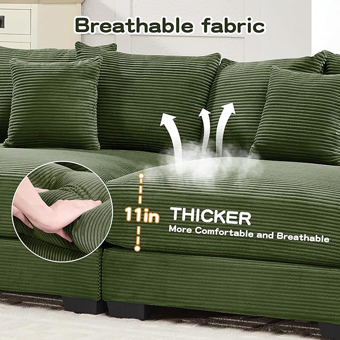 mikibama Modular Sectional Cloud Sofa CouchModern Roomy L-Shaped Corner Couch with Deep SeatConvertible Chenille Corner Sofas for Living RoomBedroomSmall Spaces