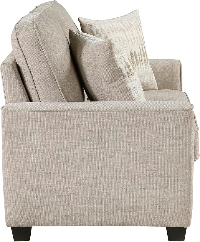 Lexicon Chenille Upholstered Loveseat Sofa with 2 Pillows Removable Cushion Covers Track Arms Reversible Back and Seat Cushions Comfy Love Seat Couches for Living Room/Office/Bedroom Taupe