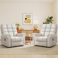 ANJ 360°Swivel Rocker Recliner Chair with Massage and Heat Manual Overstuffed Oversized Swivel Recliners for Big Man Large Glider Rocking Reclining Chairs for Nursery Living Room Beige 2PCS